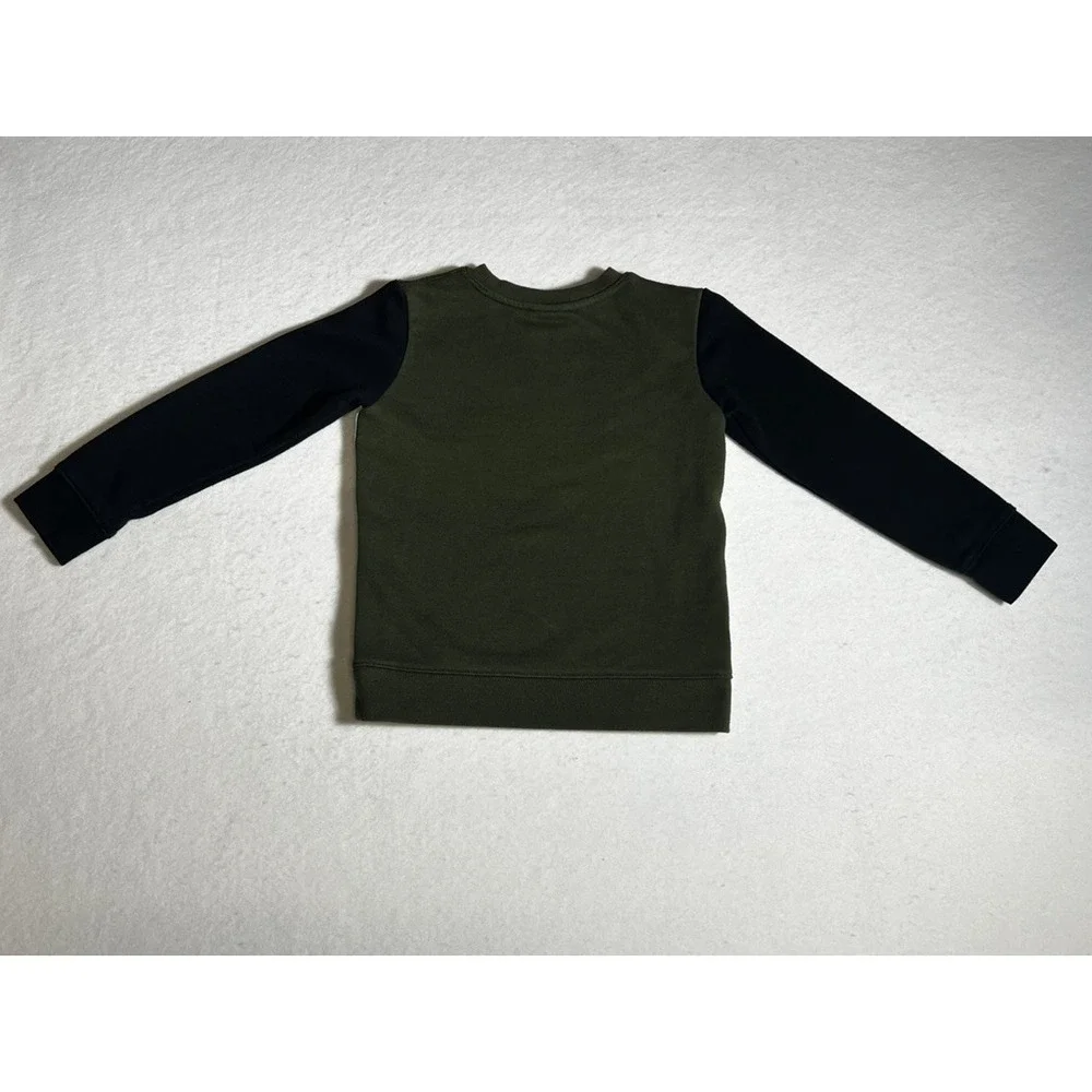 Nike Crewneck Sweatshirt Pullover Kids 5-6 YRS Green Black Nike Logo Strip‎